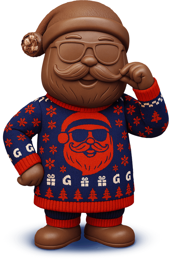 Czekoladowy Mikołaj w świątecznym swetrze